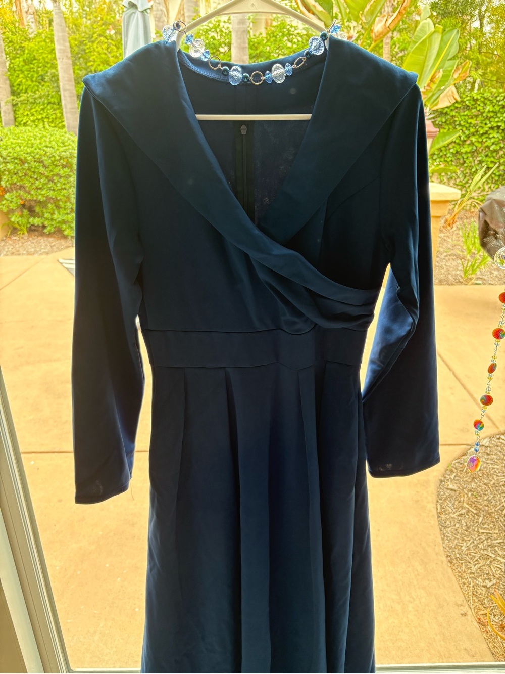 Classic Navy Long-Sleeve A-Line Dress